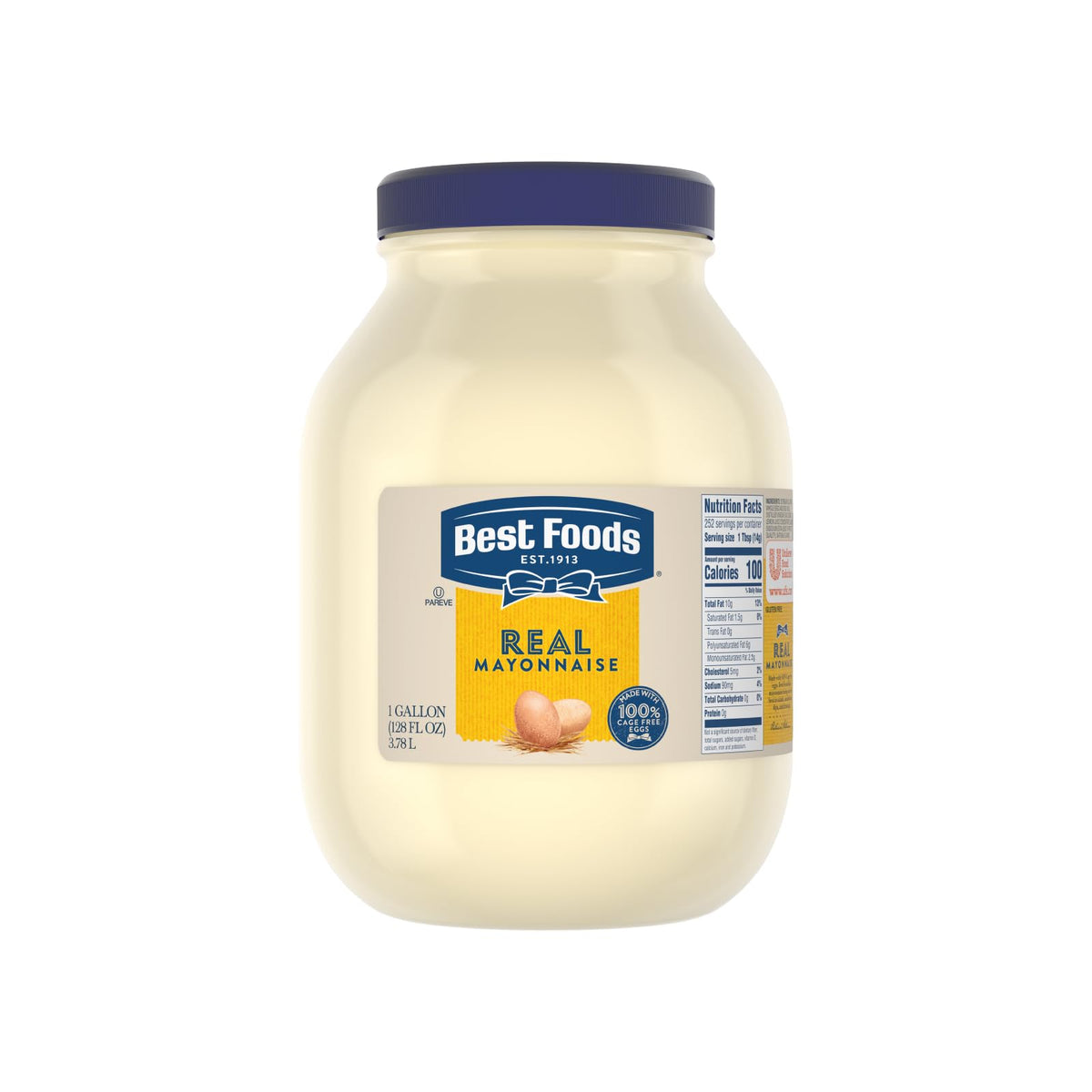 Best Foods Real Mayonnaise gallon pour shows silky texture for easy prep