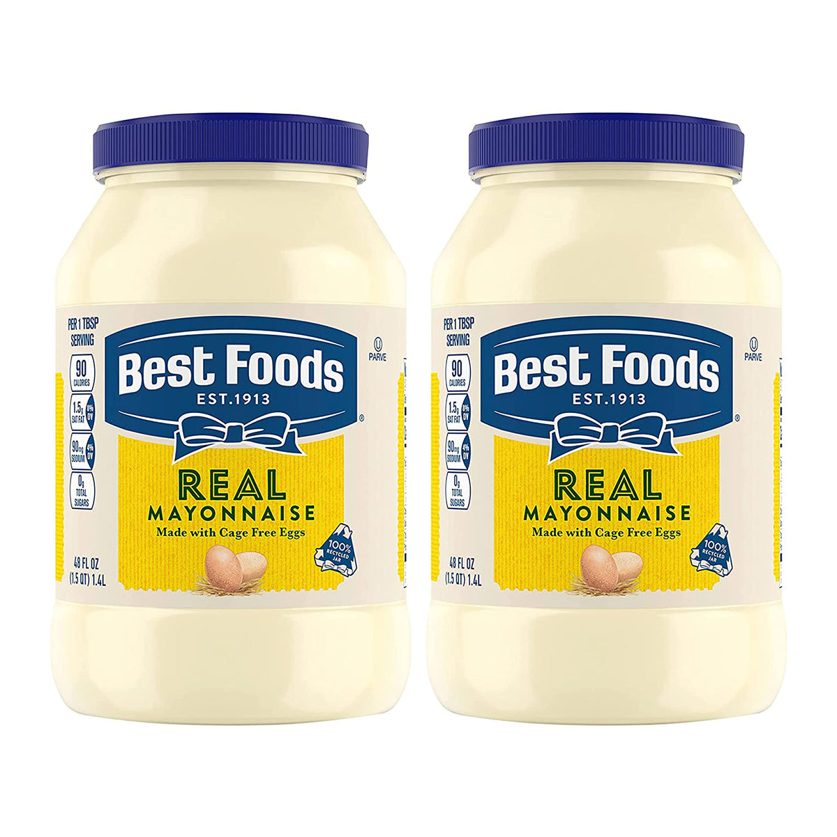 Best Foods Real Mayonnaise gluten-free 48oz twin pack jar front for sandwiches