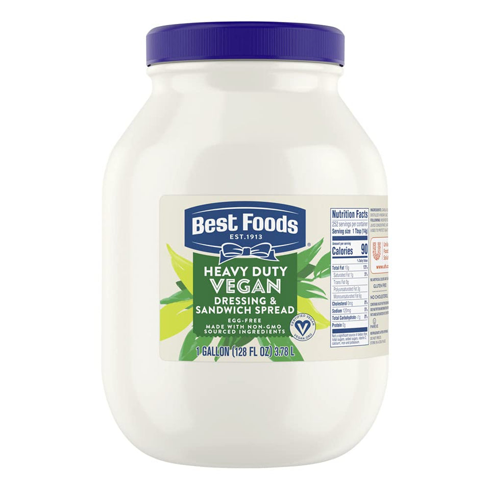 Best Foods vegan mayo bottle pour showing smooth texture ideal for sandwiches.