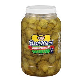 Best Maid Hamburger Slices jar open showing crisp, tangy flavor for quick snacking