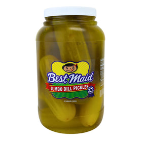 Best Maid Dill Pickles jar with crisp appearance, ideal for snacking.