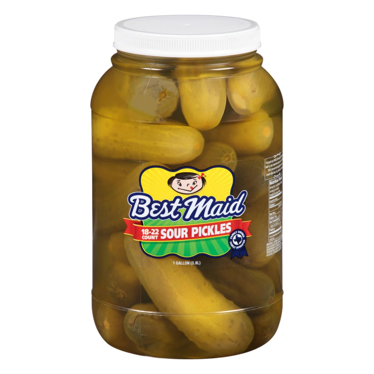 Best Maid Sour Pickles 1 gal jar front view highlights bold tangy bite.