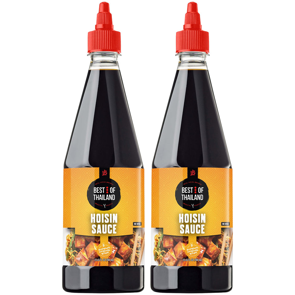 Best of Thailand Hoisin bottle close-up highlighting authentic flavor for sauces and marinades.