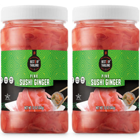 Best of Thailand Japanese pink pickled ginger slices on a plate for sushi tasting