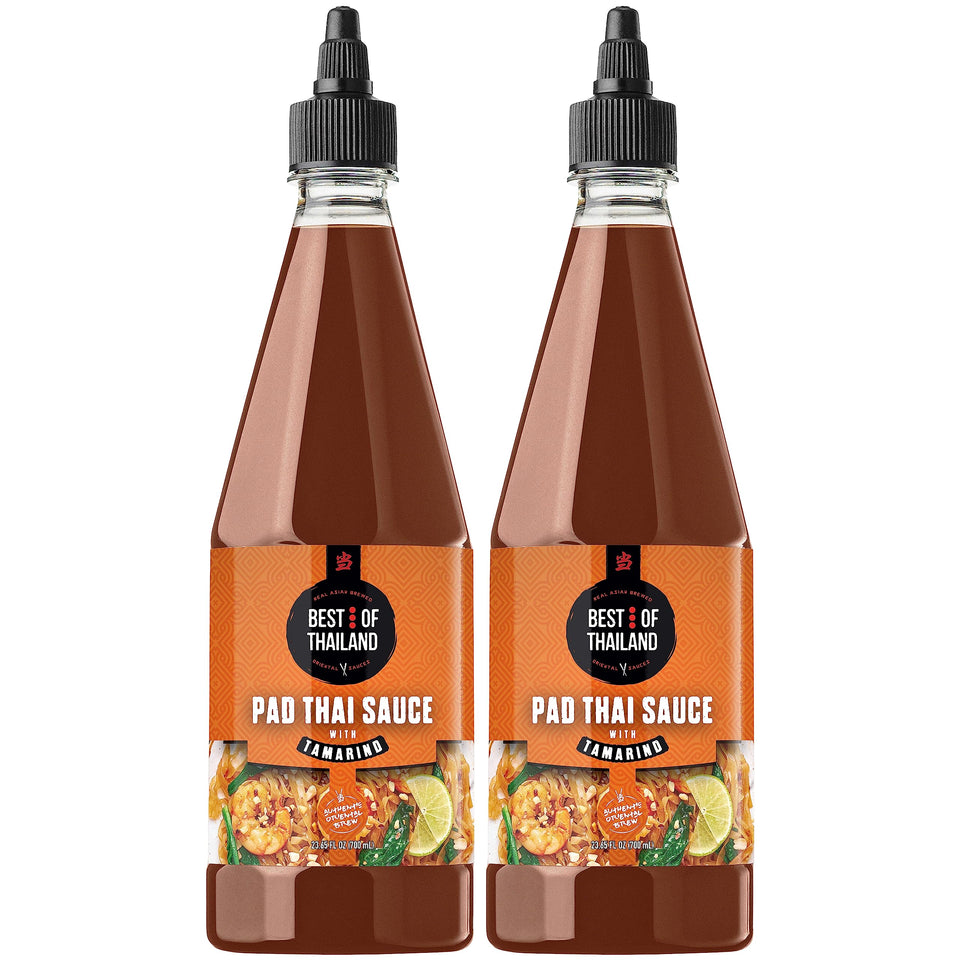 Best of Thailand Pad Thai Sauce bottle pour enhances flavor quickly for noodles and stir-fries