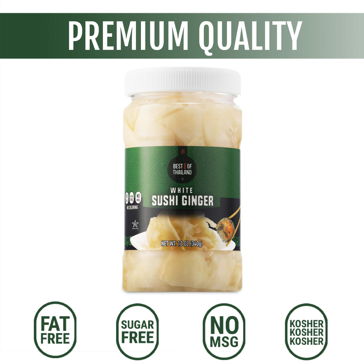 Best of Thailand pickled ginger slices display silky texture for pairing.