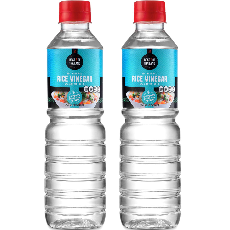 Best of Thailand rice vinegar bottle front label for mild, versatile kitchen use.