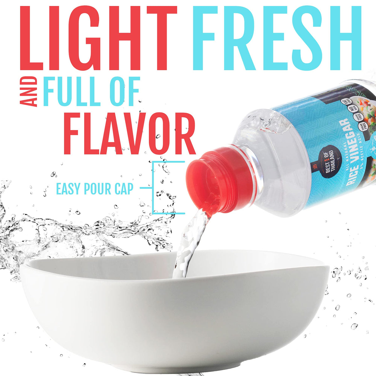 Best of Thailand rice vinegar bottle pour shot for delicate sushi rice and dressings.