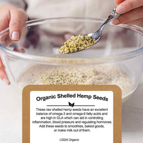 Be Still Farms hemp seeds sprinkle on yogurt for texture.