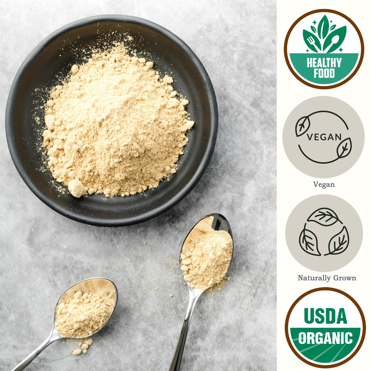 Be Still Farms Kamut Flour with measuring cup, ideal for breads and pancakes