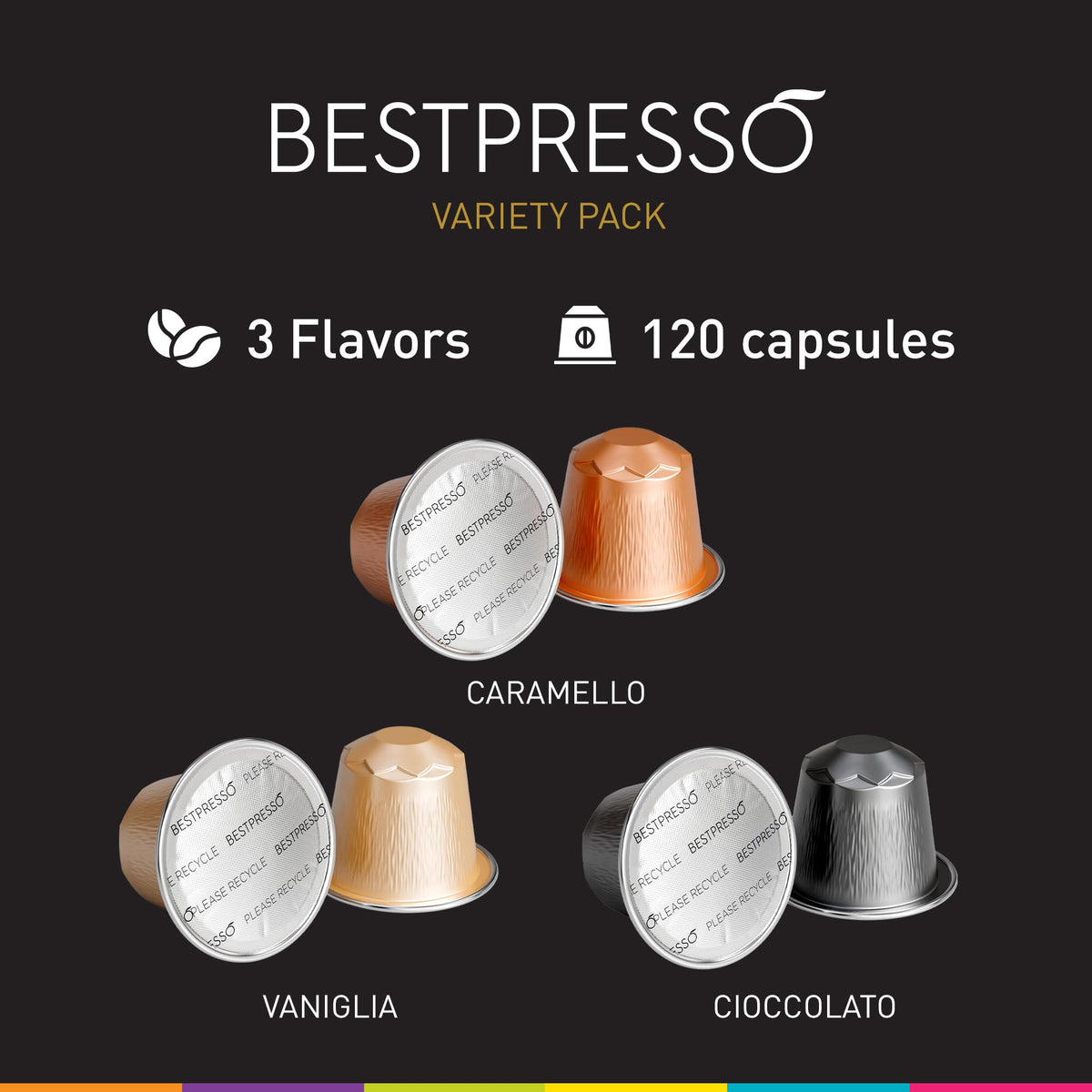 Bestpresso 120 aluminum capsules pack ready for six-box convenience