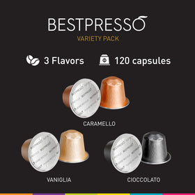 Bestpresso 120 aluminum capsules pack ready for six-box convenience