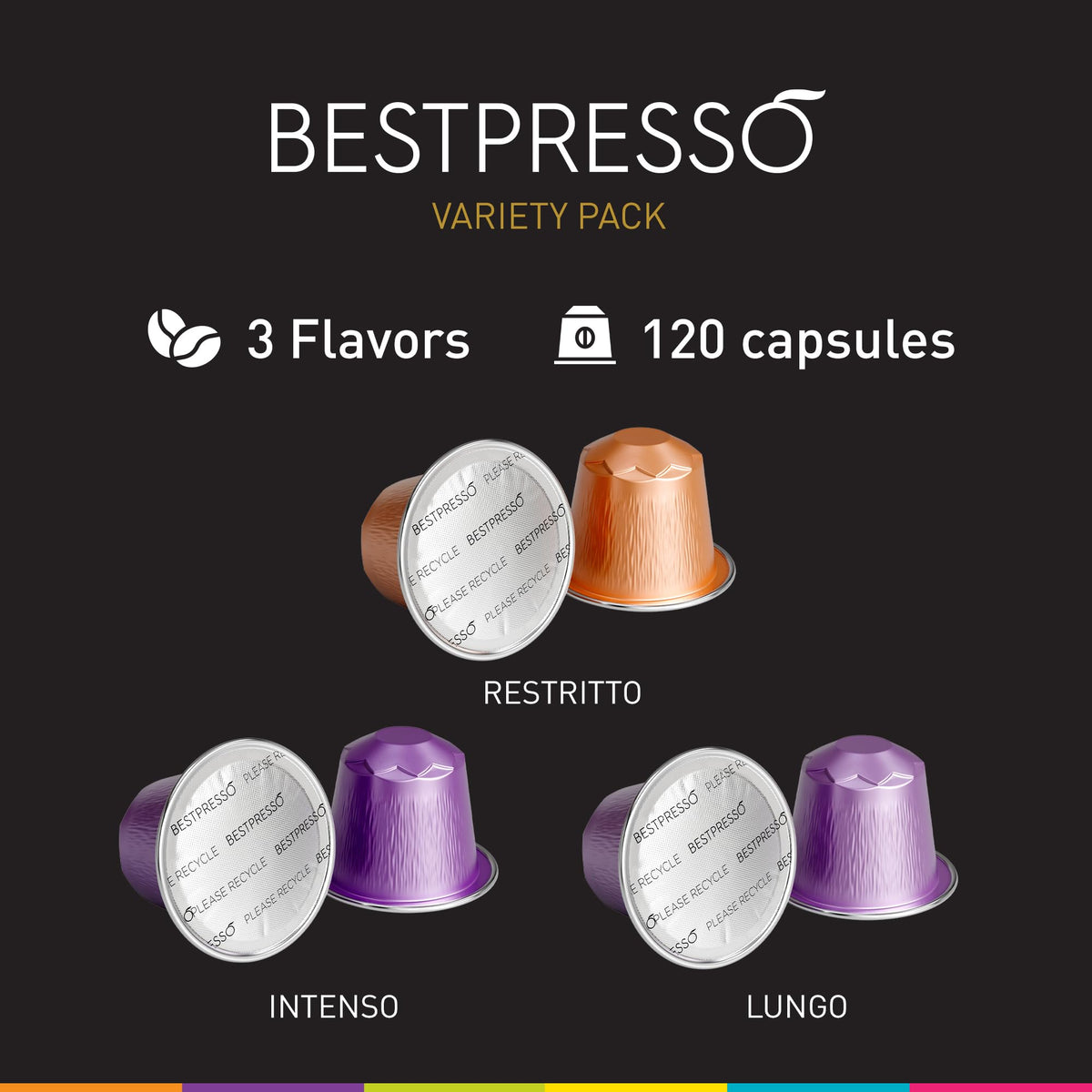 Close-up of Bestpresso aluminum pods ensuring consistent compatibility with Nespresso Original machines.