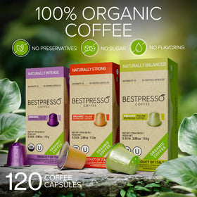 Bestpresso arabica-robusta blend pods deliver balanced flavor and rich crema at home.