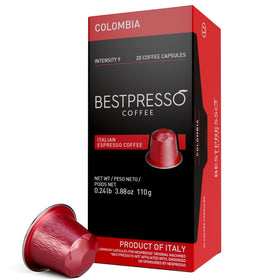 Bestpresso Colombia Blend pods for Nespresso Original machines, rich aroma and barista-quality espresso at home