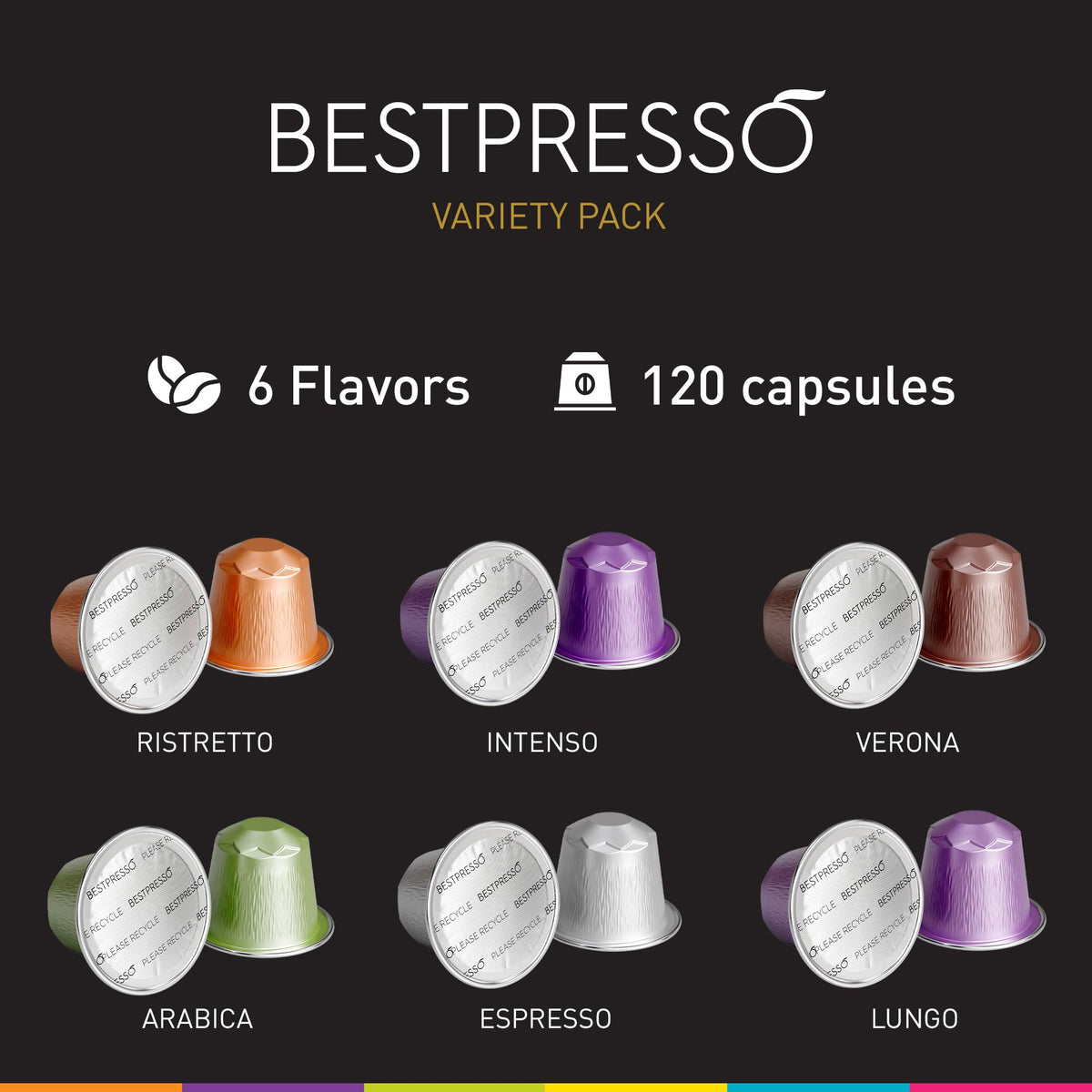 Bestpresso lungo capsules pack for extended brewing with smooth balance.