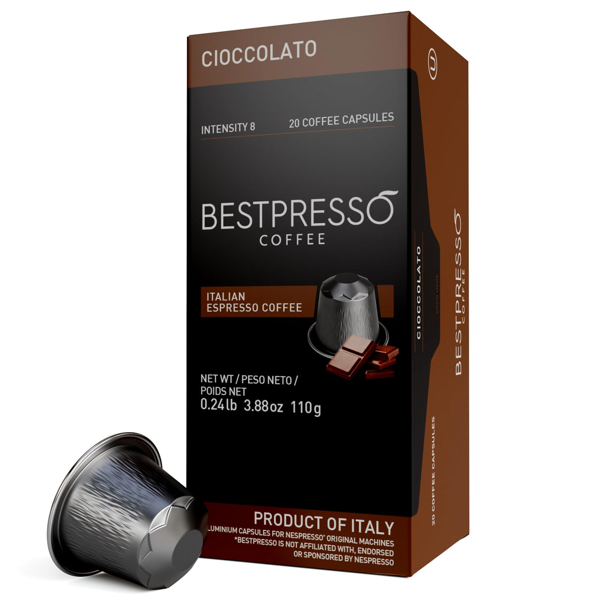 Bestpresso Nespresso Original pods packaging showing convenient espresso setup