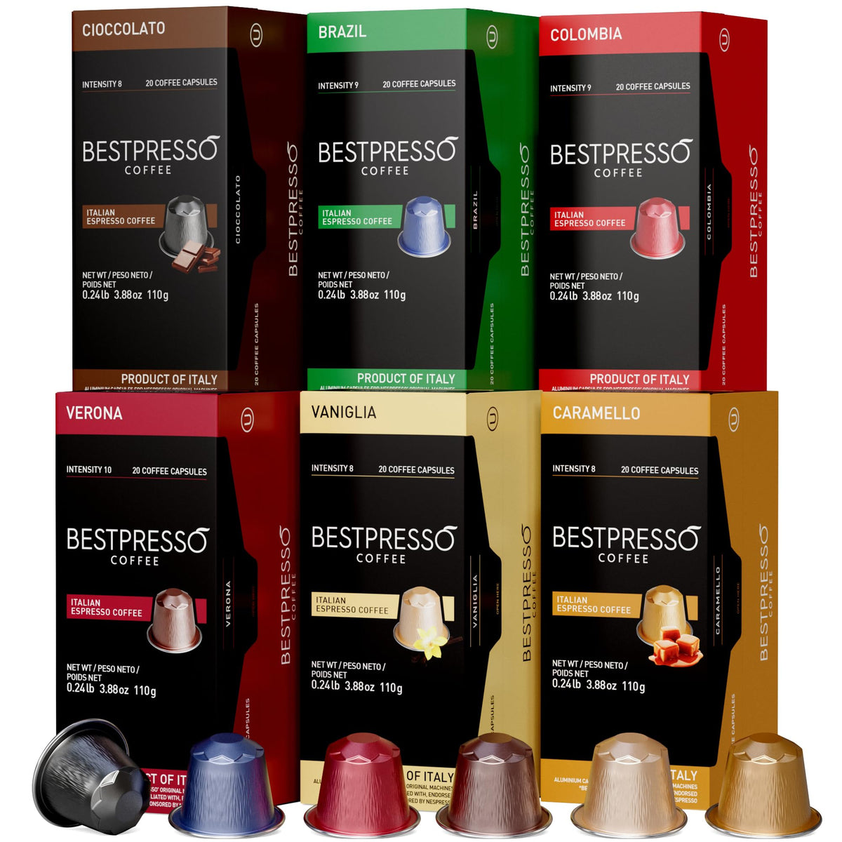 Bestpresso original espresso pods in aluminum capsules for Nespresso Original machines
