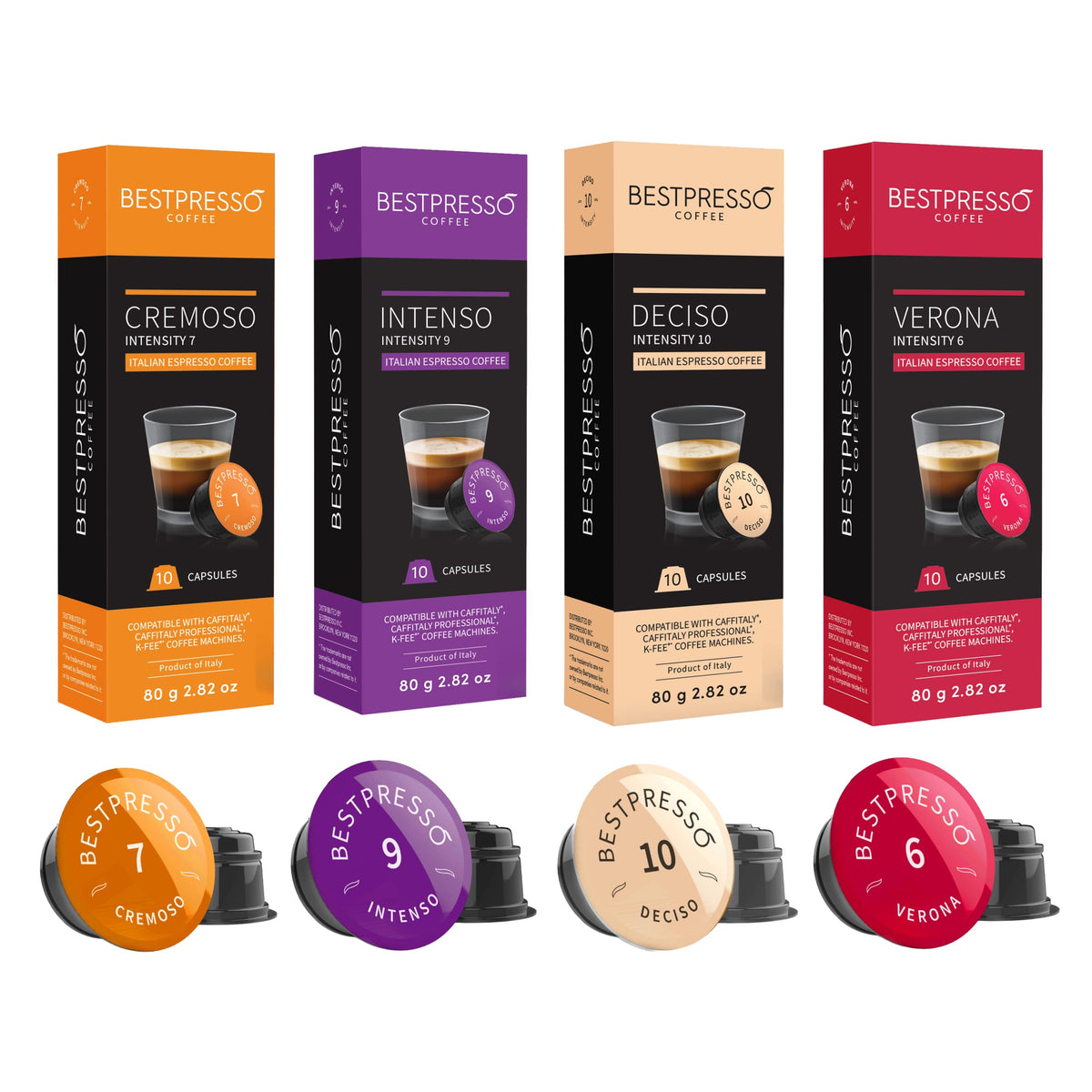 Bestpresso variety-pack 80 pods front view for versatile home brewing