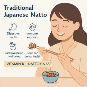 Besway Natto Powder close-up showing fermentation texture and ingredients