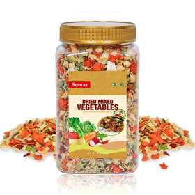 Besway dehydrated vegetables jar front showing shelf stable meal base