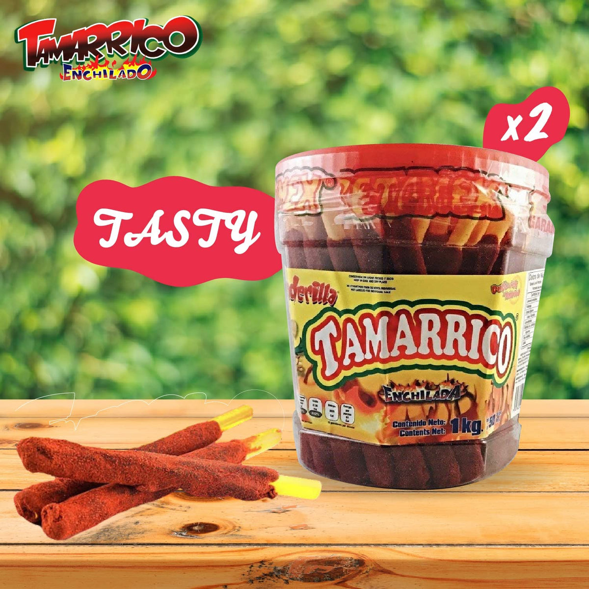 Handheld Betamex Tamarrico tamarind stick ready for tasting