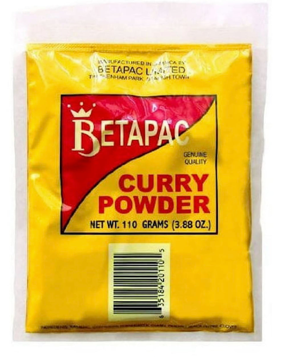 Betapac Curry Powder front label shows authentic Jamaican flavor for everyday cooking.