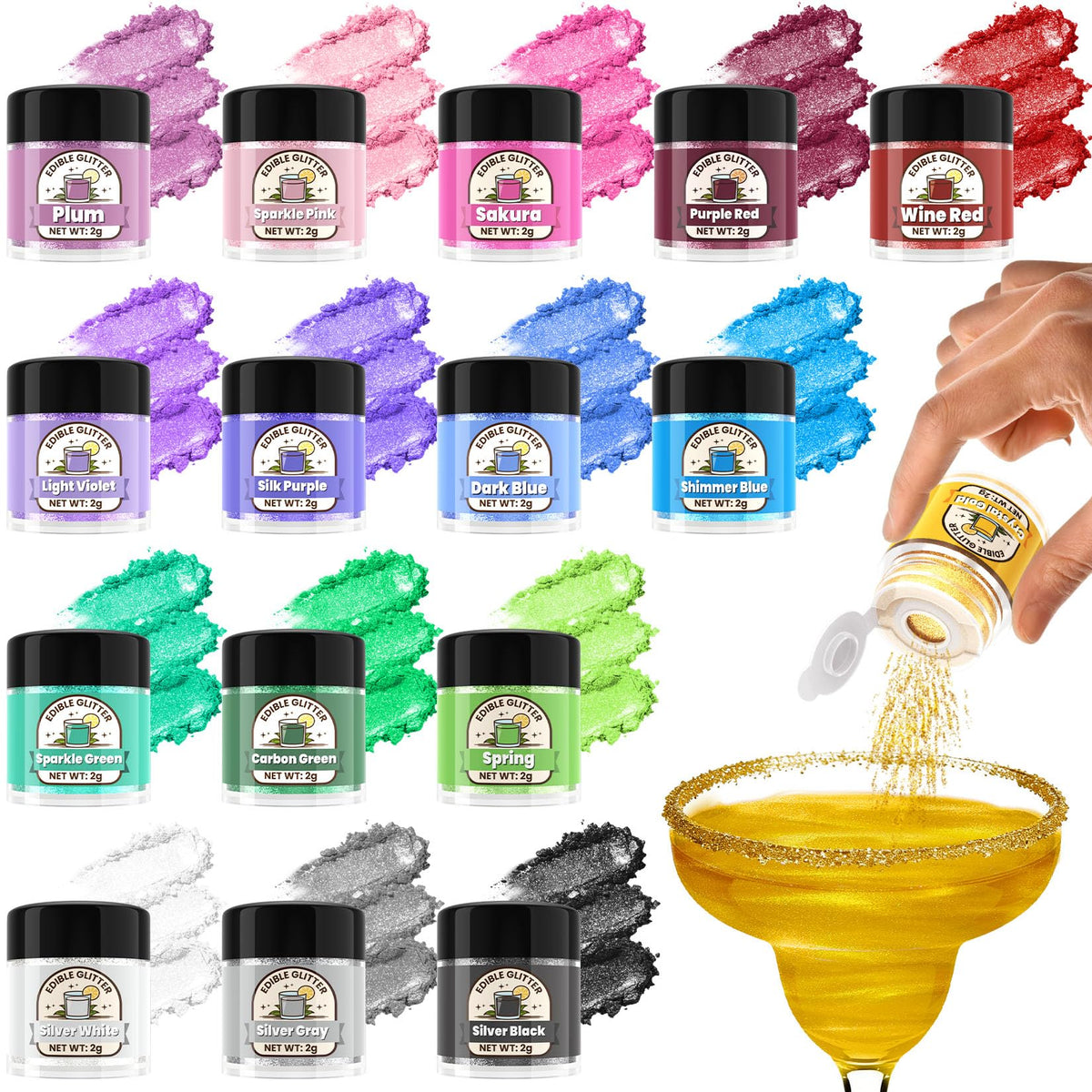 Betifood 16-color glitter powder for vivid drink decoration