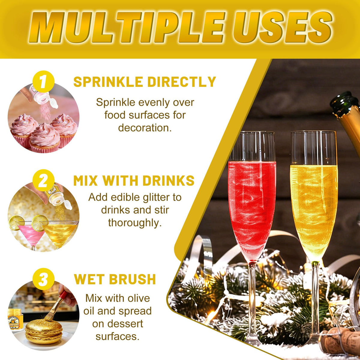 Betifood glitter enhances drinks and cocktails for parties