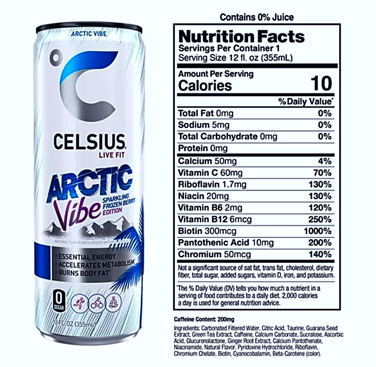 BETRULIGHT CELSIUS raspberry acai green tea can supports vitamin C