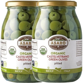 BETRULIGHT Castelvetrano organic olives in a 19 oz jar, ready for two pack use