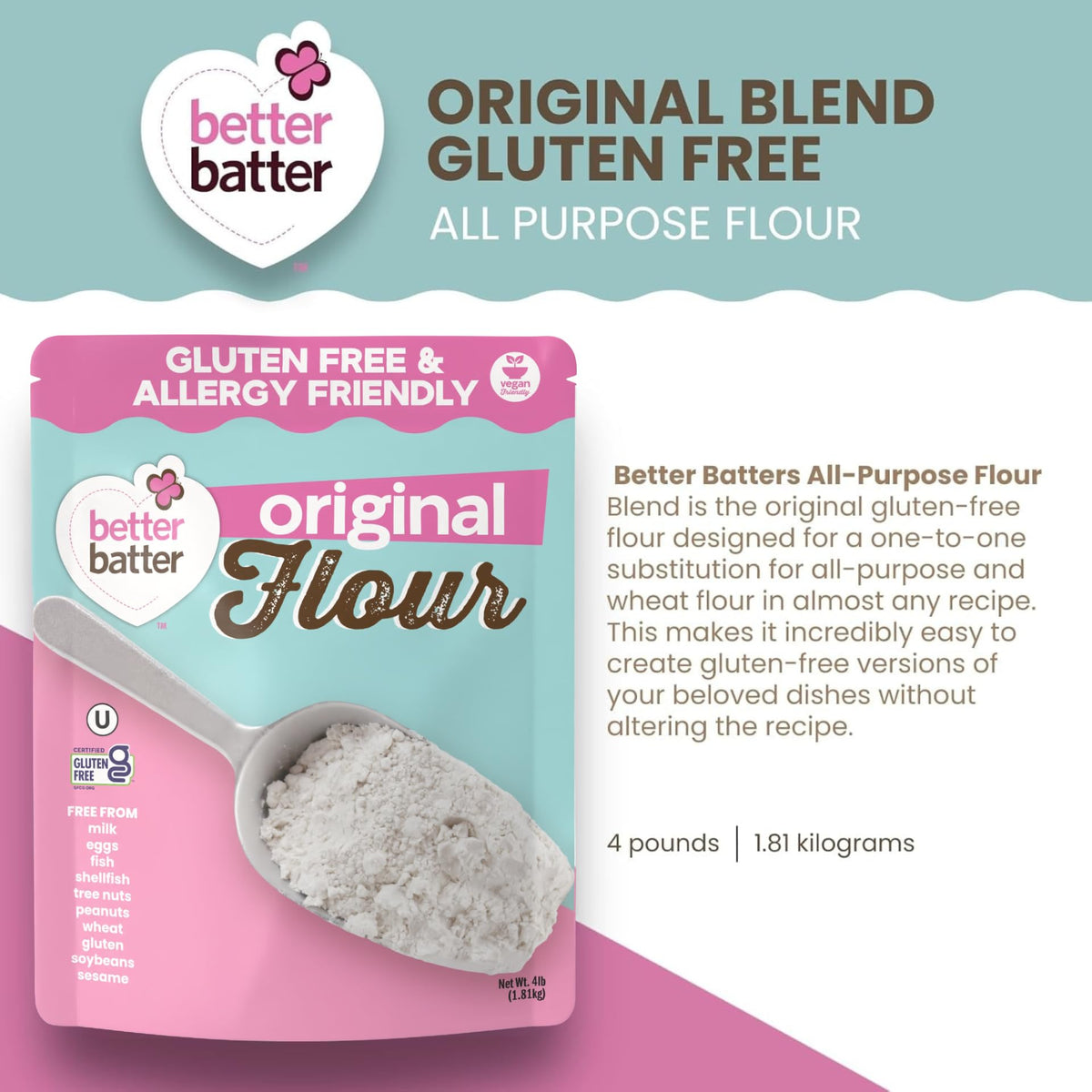 Better Batter Original Blend gluten-free and allergen-free, ideal for safe baking