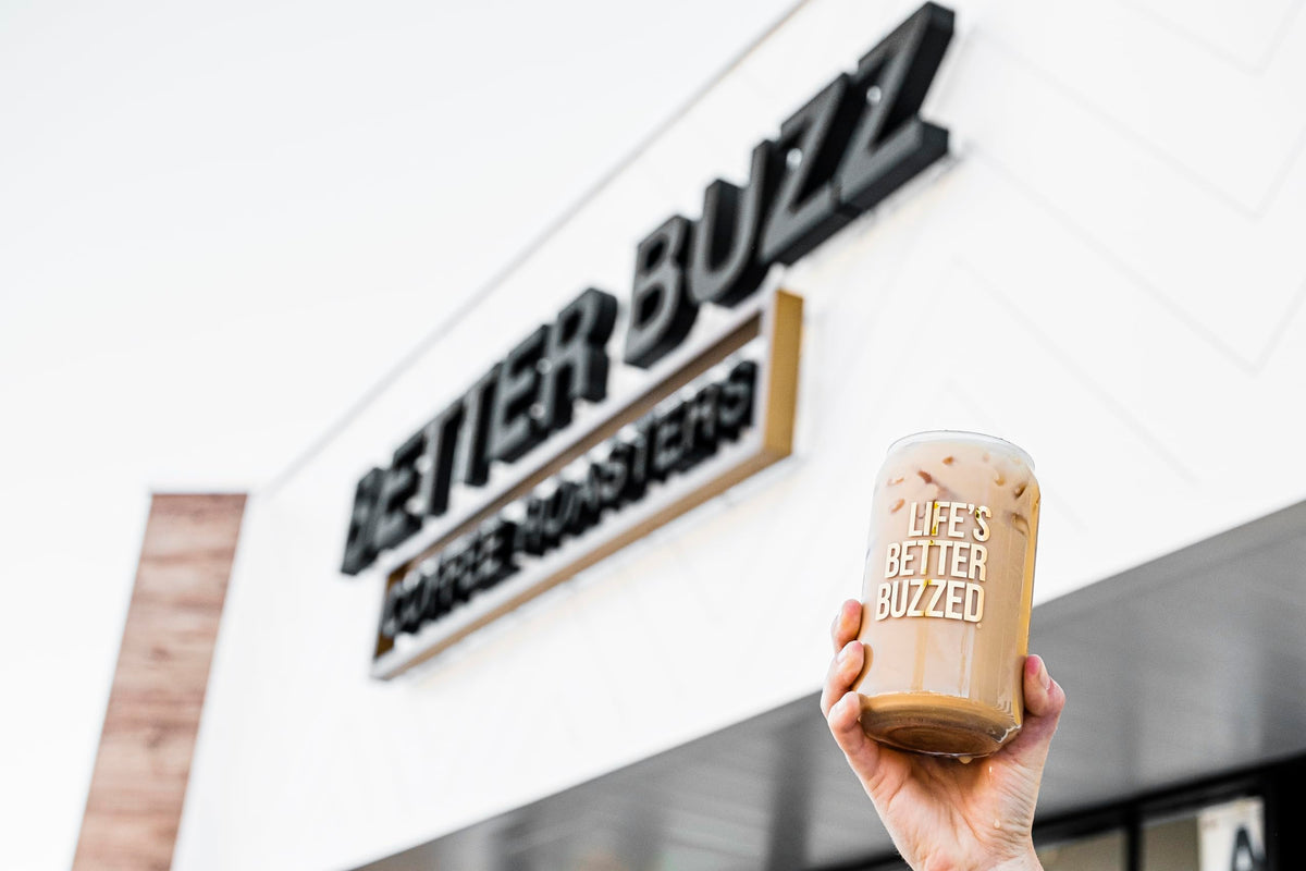 Better Buzz Coffee roaster small-batch image emphasizes artisanal, hand-roasted flavor.