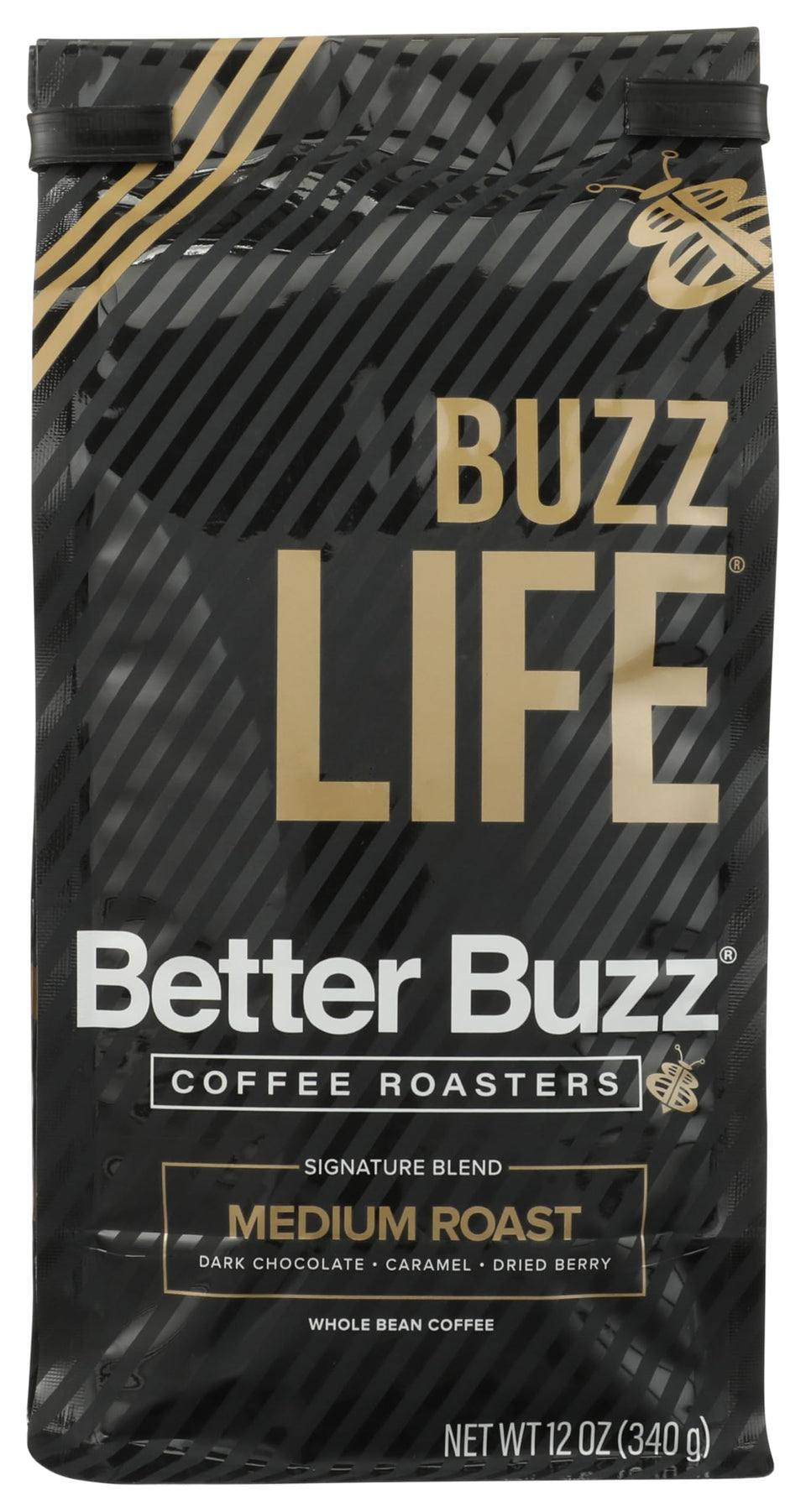 Better Buzz Life Blend whole bean coffee bag, ideal for home brewing and café-style flavor.