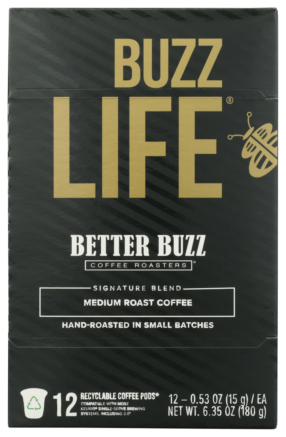 Better Buzz Life Pod – medium roast coffee pod, 12-count, KCup-compatible for home brewing.