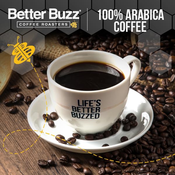 Better Buzz Organic certifications label highlights ethical sourcing and high-quality beans.
