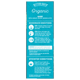 Better Oats Bare Multigrain ingredients closeup signals organic whole grains quality