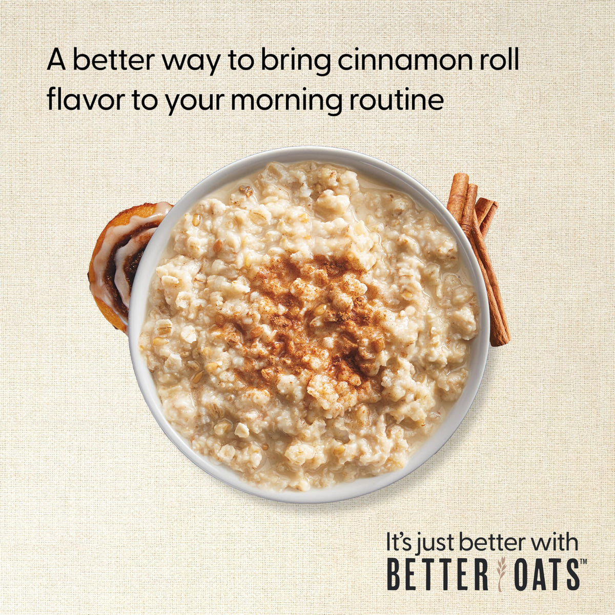 Better Oats measuring line on packet enables precise 90-second cooking.
