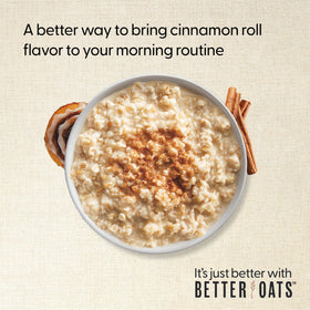 Better Oats measuring line on packet enables precise 90-second cooking.
