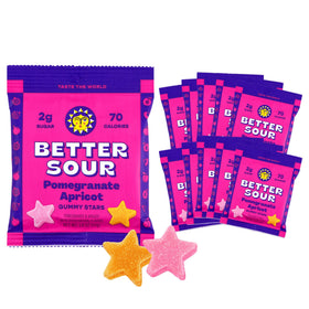 Better Sour Gummy Stars pack with pomegranate apricot flavor for mindful snacking