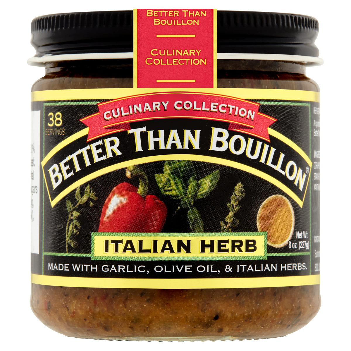 Better Than Bouillon Italian Herb Base jar with garlic and olive oil for rich sauces