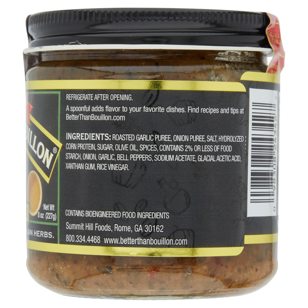 Better Than Bouillon Italian Herb Base label shows 38 servings per jar