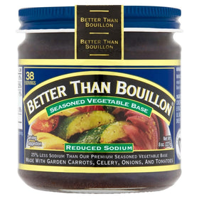 Better Than Bouillon reduced sodium base variety-pack jar offers bold flavor with less salt.