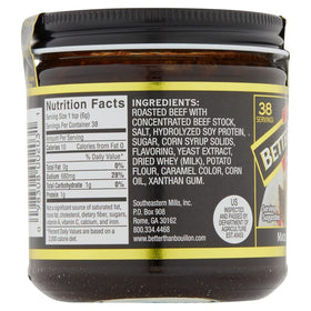 Better Than Bouillon roasted beef base label; ingredients and usage guidance.