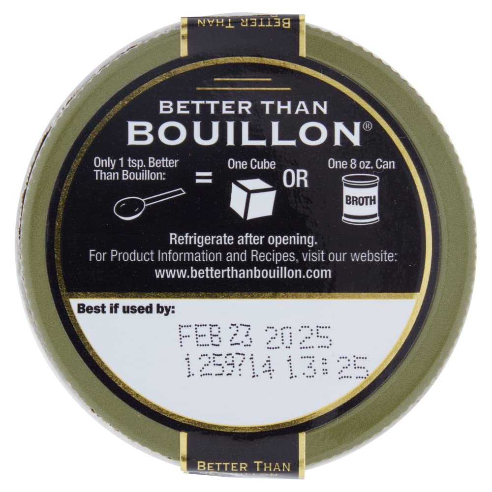Better Than Bouillon Vegetarian No Beef Base on table-ready broth pairs with vegetables.