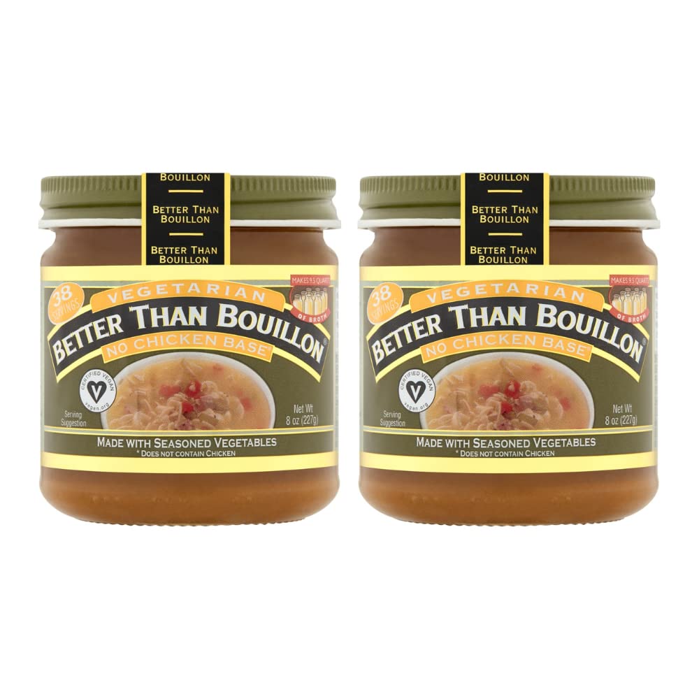 Better Than Bouillon Vegetarian No Chicken Base jar front, ready to boost soups and sauces.