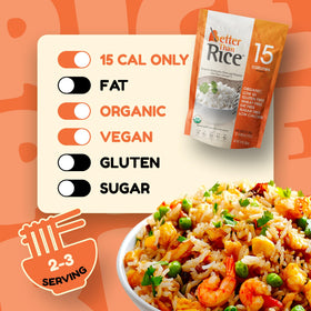 Better Than Noodles Organic Shirataki Rice with neutral taste for versatile recipes.