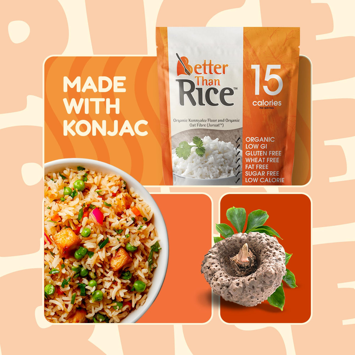 Better Than Noodles Shirataki Rice ready-to-use in minutes for meals.