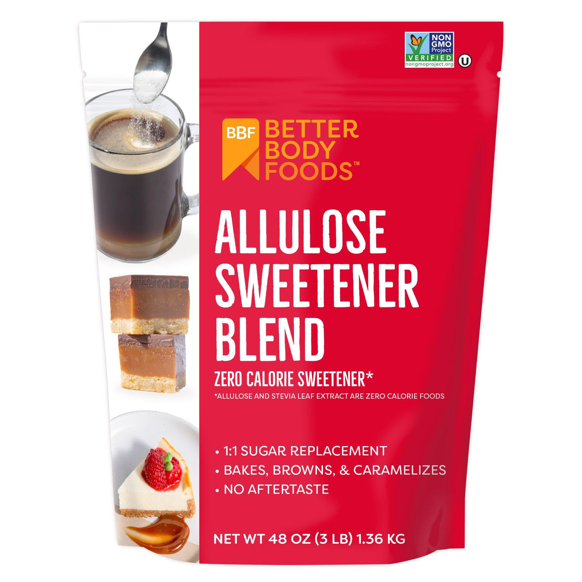 BetterBody Foods Allulose bag front view showcasing zero-calorie sweetness for everyday baking.