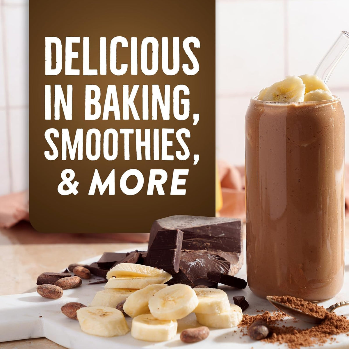 BetterBody Foods Cacao Powder in smoothies adds creamy texture and chocolate notes.